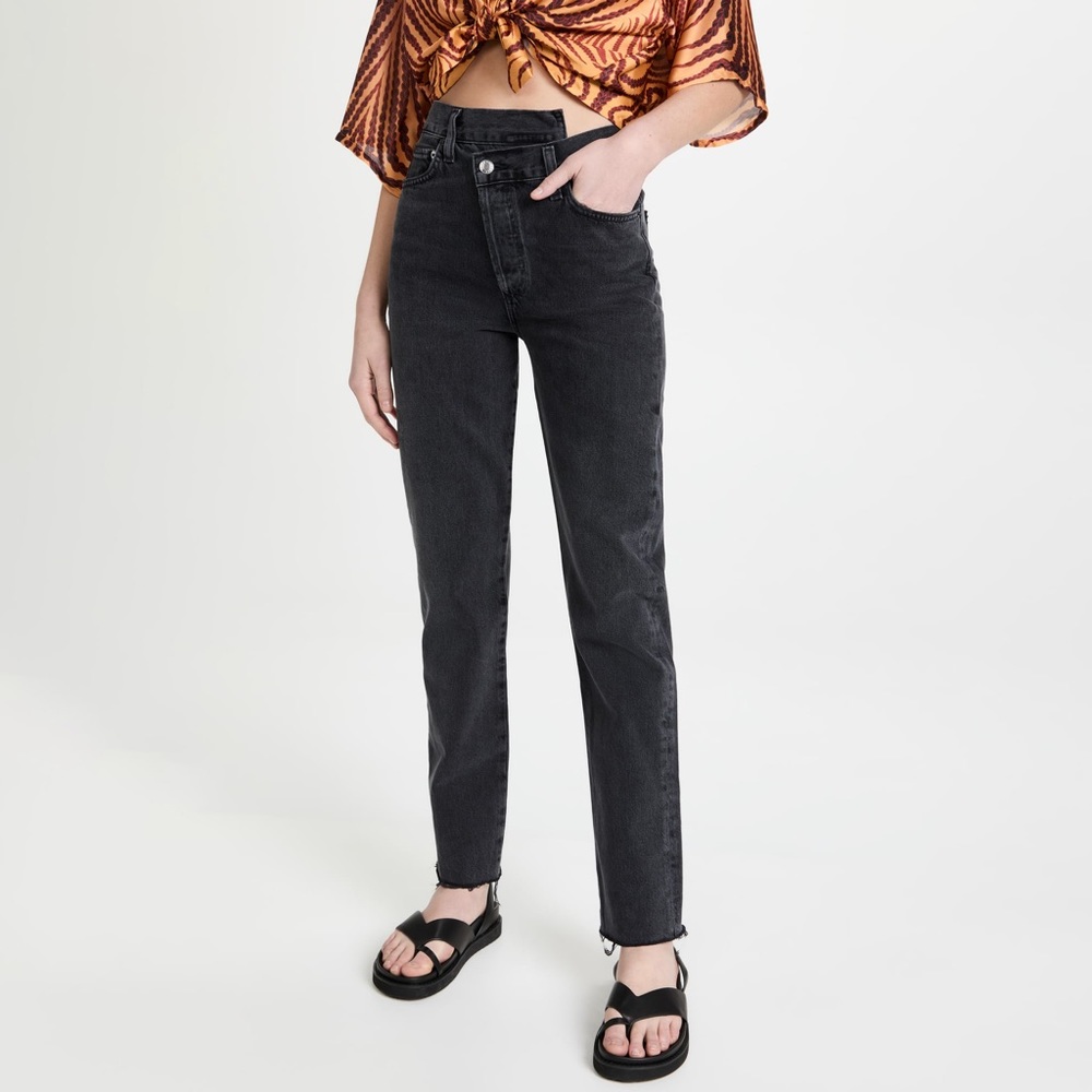 NWT AGOLDE criss cross straight leg jean in shambles